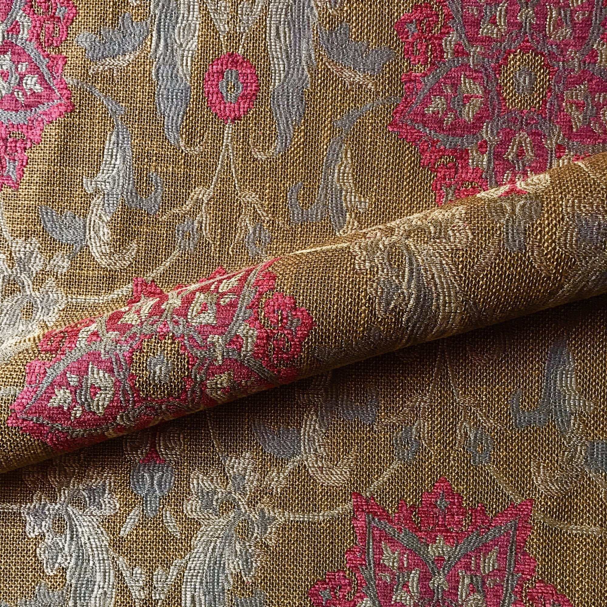 Antique Floral Medallion Jacquard Tapestry Upholstery Fabric 54" by the