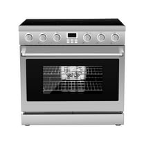 VEVOR 36 in Electric Range Oven, 6.0 Cu. Ft. Capacity Compact Freestanding Oven, Stainless Steel Kitchen Stove, with 5 Burners, Digital Screen Button Control, Easy Reach Racks for RV(No Power Cord)
