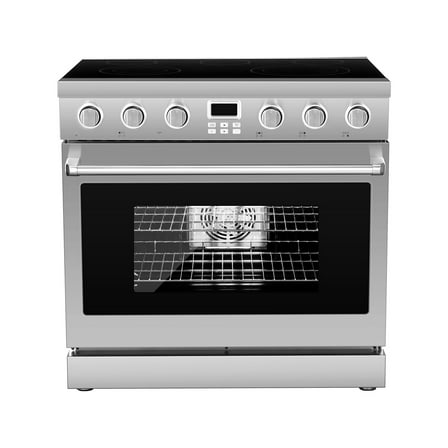 VEVOR 36 in Electric Range Oven, 6.0 Cu. Ft. Capacity Compact Freestanding Oven, Stainless Steel Kitchen Stove, with 5 Burners, Digital Screen Button Control, Easy Reach Racks for RV(No Power Cord)