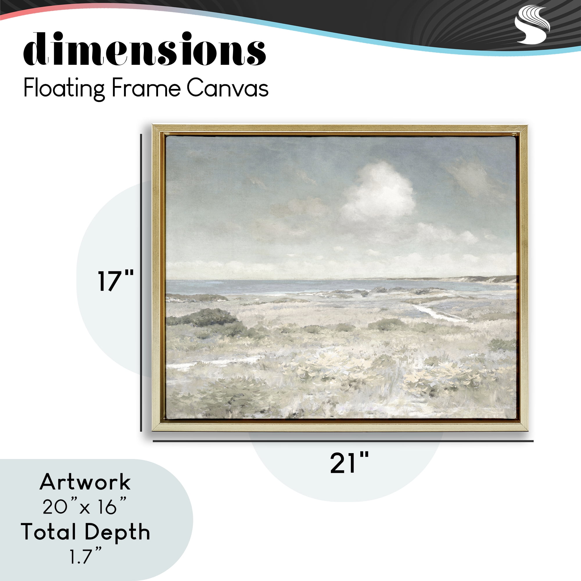 Stupell Industries By The Shore Neutrals Gold Framed Floater Canvas Wall Art, design by Christy McKee