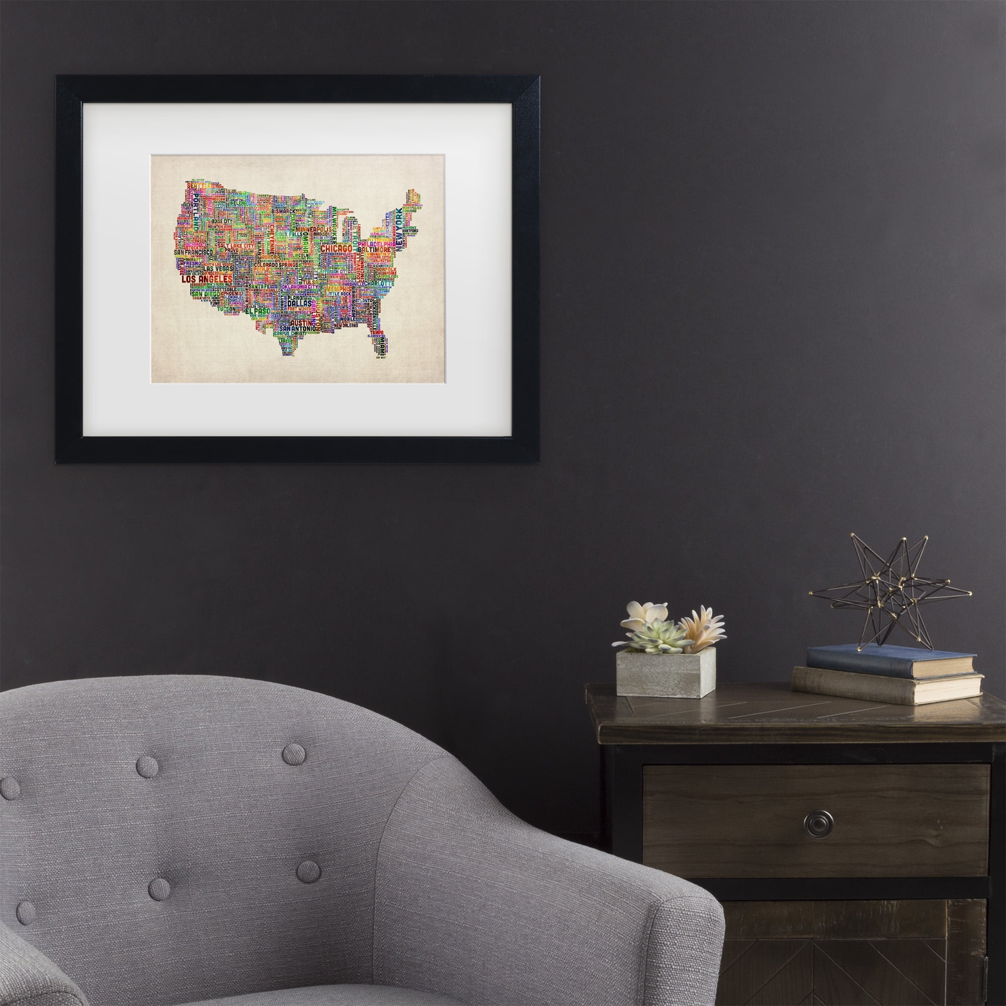 Trademark Fine Art 'US Cities Text Map VI' Canvas Art by Michael Tompsett