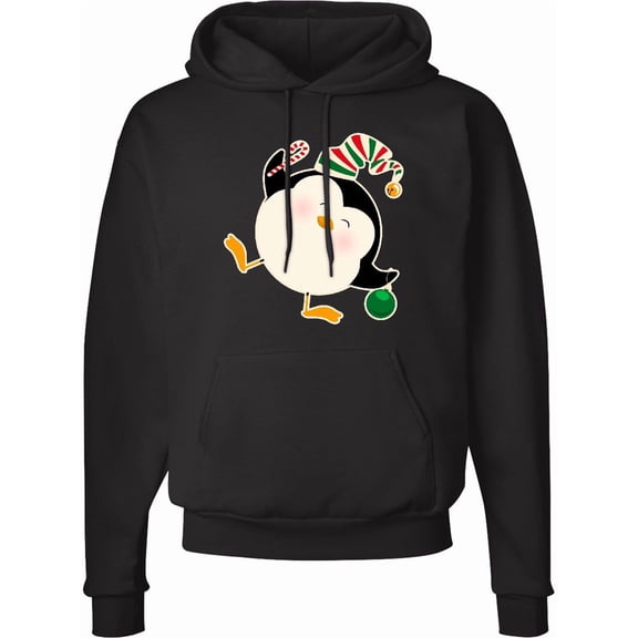 Inktastic Happy Christmas Penguin Adult Hoodie Sweatshirt