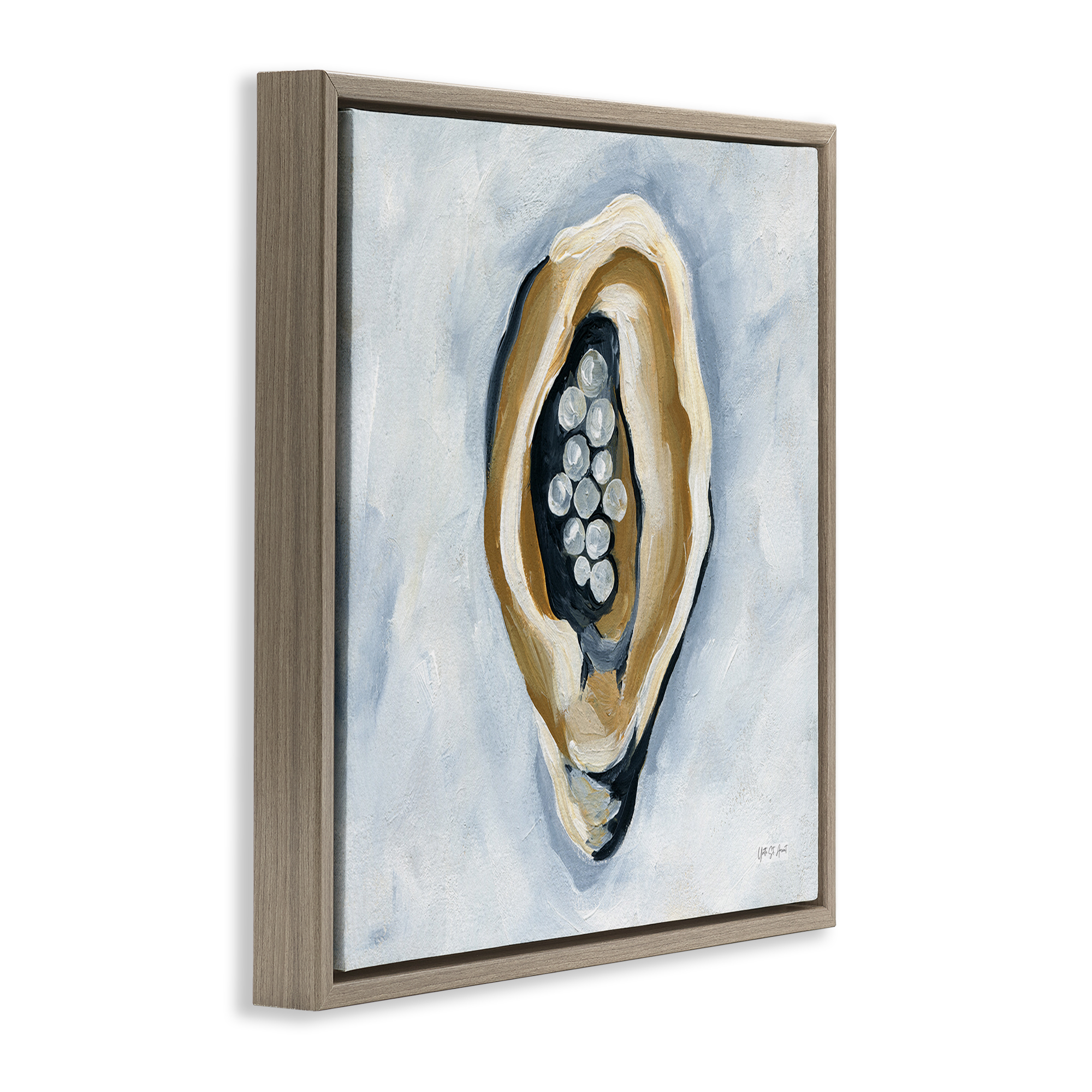 Stupell Industries World Is Your Oyster Coastal Painting Brown Floater Framed Canvas Art Print Wall Art, 25 x 25