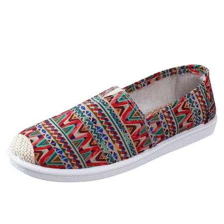 

sandals for Women Women Shallow Mouth Simple Single Shoes Casual Shoes Work Shoes Canvas Ethnic Style Slip On Shoes Canvas Dress Sandals for Women Red