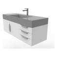thumbnail image 3 of Amazon 48" White Wood Floating Vanity with Gray Top and Chrome Trim, 3 of 8