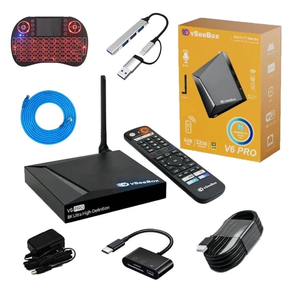 Styzngo 2026 vSeeBox V6 Pro Smart TV Box with 8K UHD, 4 32gb, Android 14.0, H618 Dual-Core GPU & Voice Contro