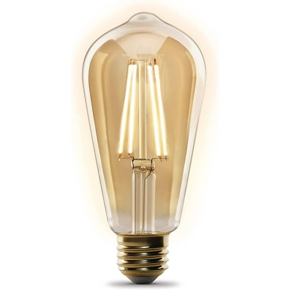ST1960/FIL/AG 60 Watt Equivalent WiFi Dimmable, No Hub Required, Alexa or Google Assistant ST19 Edison Vintage LED Smart Light Bulb, Yellow, 5.4" H x 2.5" D, 2100K Amber
