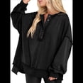 thumbnail image 2 of Sudadera para Mujer, Estilo Informal, de Larga, con Botones y Cuello Henley, Estilo Túnica, para Otoño. Negro S, 2 of 7