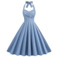 thumbnail image 2 of Pisexur Robes Rétro à Pois pour Femmes Vintage des Années 1950 à Col Licou Cocktail Robe de Soirée Évasée Robe de Bal des Années 50 60 Robes Rockabilly, 2 of 9