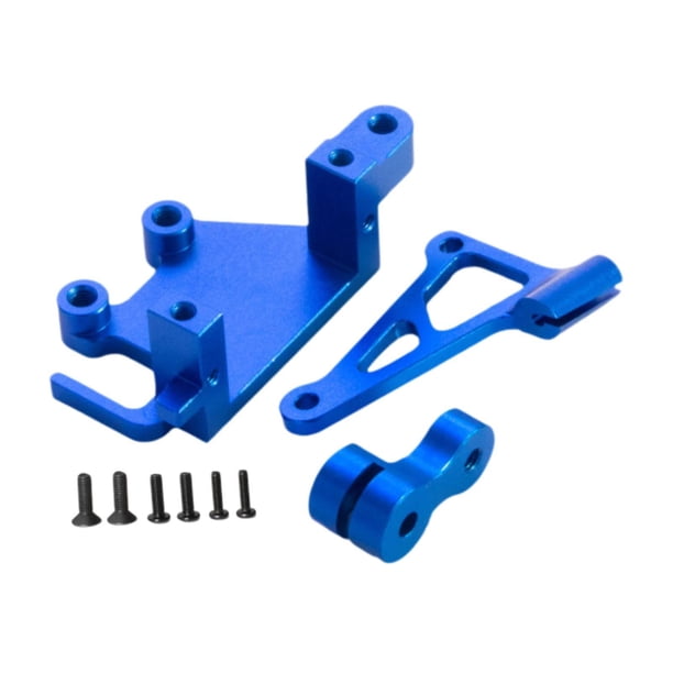 Soporte de servo de dirección de metal, juego de montaje electrónico, pieza de repuesto para bicicleta RC Azul