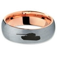 thumbnail image 2 of Tungsten Battlefield Military Tank Band Ring 7mm Men Women Comfort Fit 18k Rose Gold Dome Brushed Gray Polished, 2 of 4