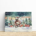 thumbnail image 3 of Merry Christmas Santa Reindeer Antlers Pug Sleigh Xmas Winter Holiday Horizontal Matte Canvas Poster Dog Lover Gifts Wall Art Home Decor - 00023, 3 of 5