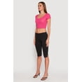 thumbnail image 3 of Womens Waffle Knit Short Sleeve Crop Top, 3 of 4