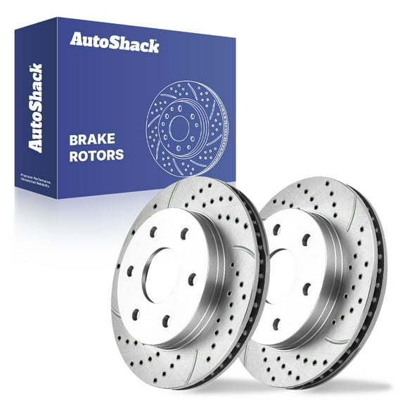 AutoShack 12.01" (305 mm) Front Vented Drilled & Slotted Brake Rotors Coated | Replacement for 2007 Chevrolet Silverado 1500 Classic | Silver Zinc Coated | 2-PC Set | SilverShield Pro