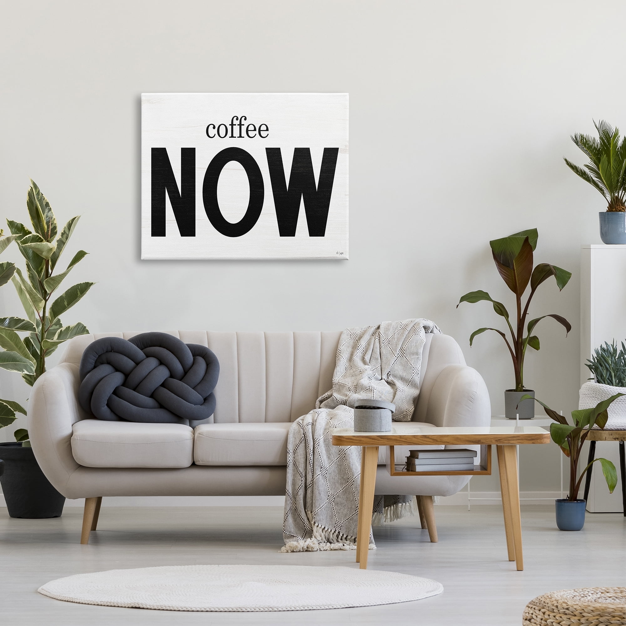 Stupell Industries Coffee Now Phrase Food & Beverage Painting Gallery Wrapped Canvas Print Wall Art, 40 x 30