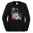 thumbnail image 2 of Wild Bobby, Cute Hearts and Flowers Blessed, Inspirational/Christian, Men Long Sleeve Shirt, Black, Small, 2 of 3