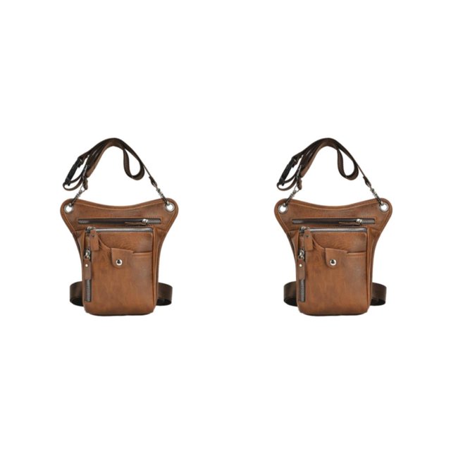 Redempat Motorcycle Leg Bag Adjustable Strap Waterproof Scratch-proof Suitable For Many Stuffs Waist Light Brown 2Set