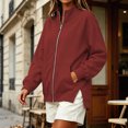 thumbnail image 5 of Ghalytn Women's Fleece Lined Full Zip Jacket Stand Collar Long Sleeve Casual Sweatshirt Coat with Pockets, 5 of 9