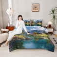 thumbnail image 4 of jejeloiu Rustic Nature Landscape Queen Comforter Set,Mountain Tree Pattern Bedding Sets,Lake House Bedding Comforter Set For Men Women,Microfiber Bedroom Decor Reversible,3 Pieces, 4 of 8