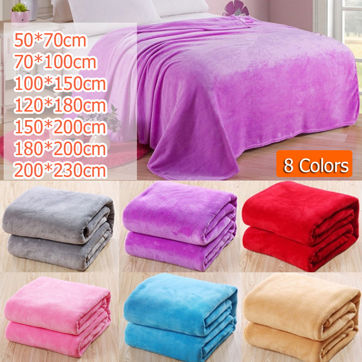 150*200 Micro Faux Fur Plain Fleece Blanket Soft Luxury Warm Home Sofa Bed Throw