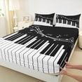 thumbnail image 3 of Homewish Musical Notes 4-Piece Full Size Sheets for Female Men Teens,Black White Bed Sheets,Music Piano Melody Lightweight Sheet Sets,Super Cozy Room Decor, 3 of 7