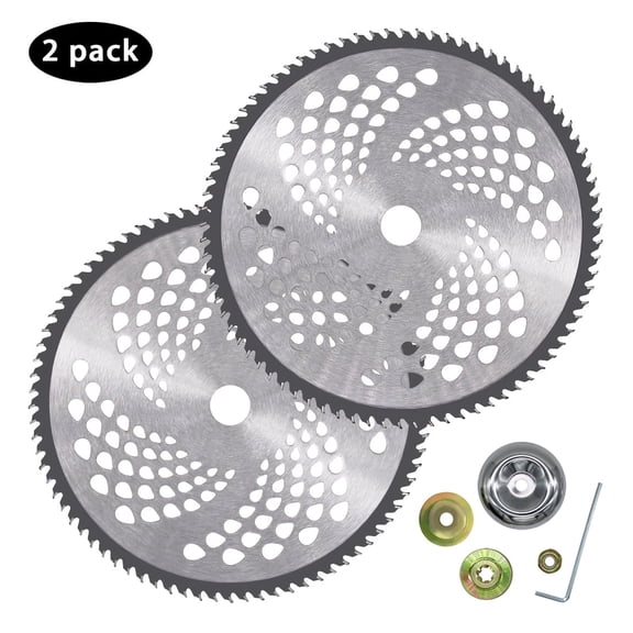 HXXF 10" x 80T Carbide Tip Brush Cutter Blades Premium Stainless Steel Trimmer Head with Universal Adapter Kit for Cutter, Trimmer, Weed Eater (2 Pack)