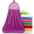 thumbnail image 6 of Hand Towel Coral Velvet Dishcloth Hanging Washing Cloth Towel Bathroom Kitchen Accessory Pattern Random, Purple, 6 of 10