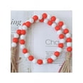 thumbnail image 5 of Christmas Wood Bead Garland with Tassels, Rustic Farmhouse Tiered Tray Holiday Decorations, Red and White Wooden Bead with Jute Rope Plaid Tassel, 5 of 8