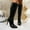 #326-Black, variant on Wowcloth Women's Winter Boots – Stacked Fold Knee-High Pointed Toe Stiletto Heel Solid Color Casual Fashion Boots