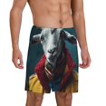 thumbnail image 2 of Sikiie Surrealist Goat Mens Pajama Shorts, Lightweight Lounge Pant with Pockets Soft Sleep Pj Shorts for MenLarge, 2 of 6