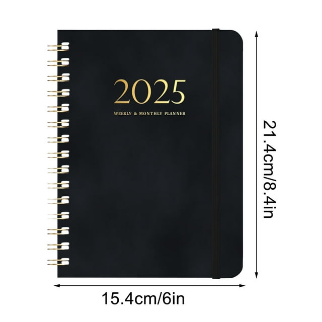 A5 Weekly Planner Notebook 2025 Coil Bound with Elastic Strap and 140 GSM Paper