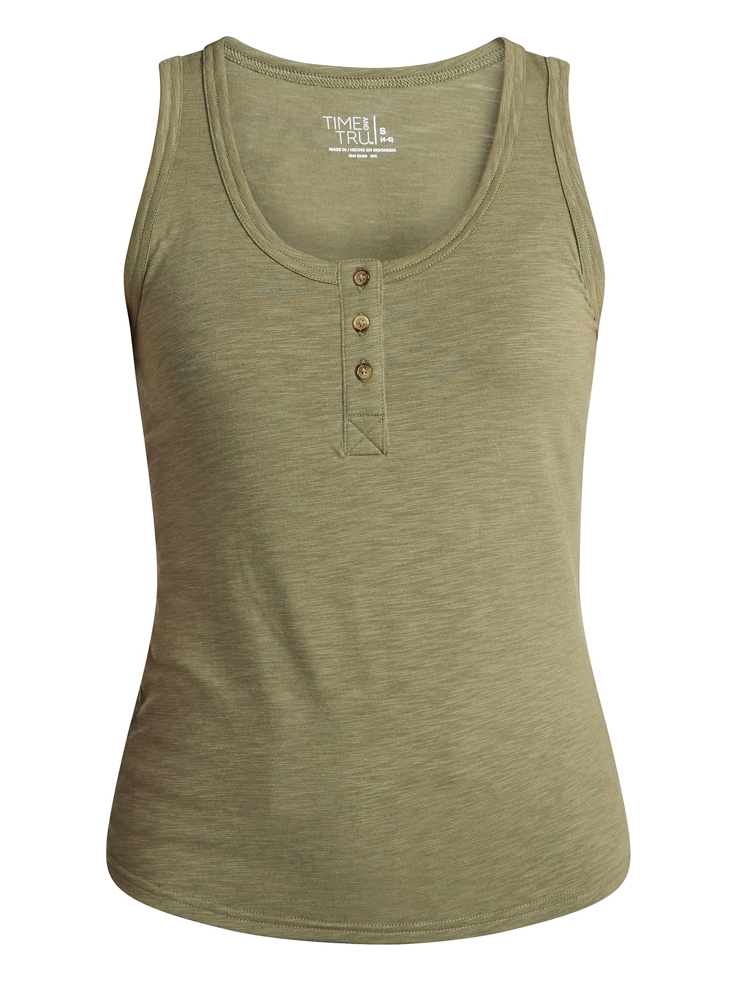 Time and Tru Women’s Slub Henley Tank Top, sizes XS-XXXL