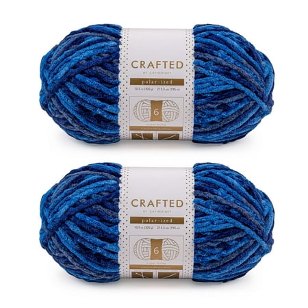 crafted By catherine Polar-ized Multi Yarn - 2 Pack (213 Yards Each Skein),  Navy Multi, gauge 6 Super Bulky 