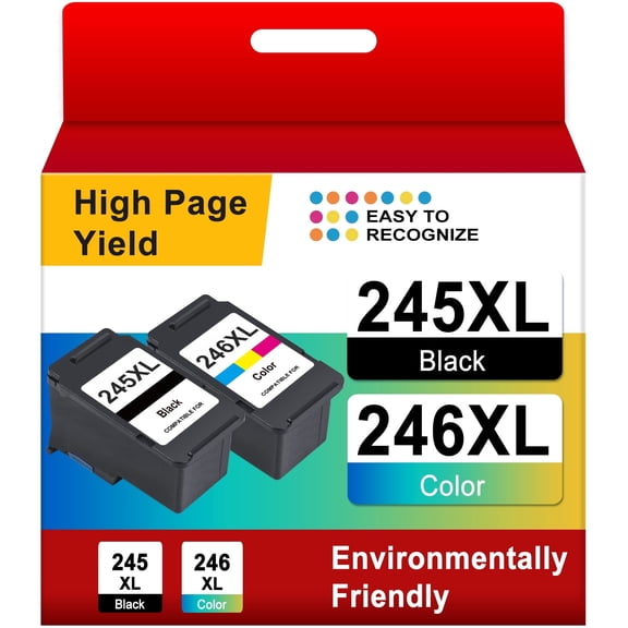 245XL 246XL Ink Cartridge Compatible for Canon Ink 245 and 246 for PIXMA MG2522 TS3122 MX490 TR4520 Printer ( Black, Tri-Color)