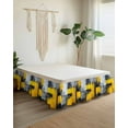 thumbnail image 2 of Abstract Color Block Bed Skirt California King Size 16" Drop Yellow Block Gradient Gray Modern Ruffled Wrap Around Bed Skirts Adjustable Elastic Bedskirt Dust Ruffle for California King Size Bed, 2 of 7