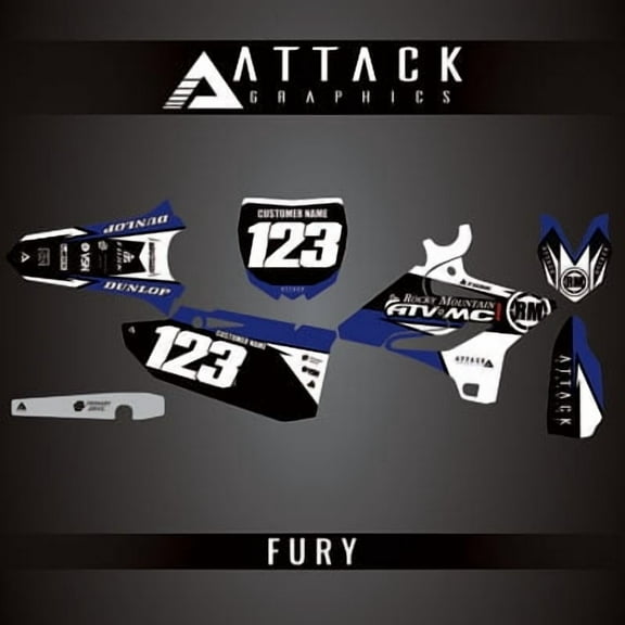 Attack Graphics Custom Fury Complete Bike Restyle Graphics Kit Compatible with Polisport MX Restyling Kit for Yamaha YZ125 2014