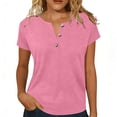 thumbnail image 3 of cocolona Womens Summer Tops Dressy Casual Trendy Blouses Short Sleeve V-Neck Button T-Shirts, 3 of 3