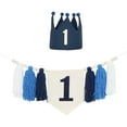 thumbnail image 1 of Banner de silla alta para primer cumpleaños, accesorio fotográfico, decoración para fiesta de primer cumpleaños azul oscuro, 1 of 9