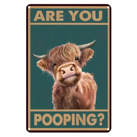 HELLOYOUNG Retro Vintage "Are You Pooping" Tin Sign - Funny Black Cat Bathroom Restroom Wall Decor, Cat Lover Gift