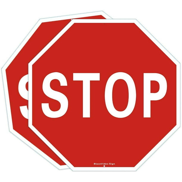 2 pack stop signs road street traffic sign rust free warning notice board aluminium stop sign 12 x 12 octagon red walmart com