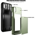 thumbnail image 3 of iPhone XR Case with Card Holder Heavy Duty Protective Dual Layer Shockproof Hidden Card Slot Slim Wallet Case for iPhone XR for Men&Women(Green), 3 of 14
