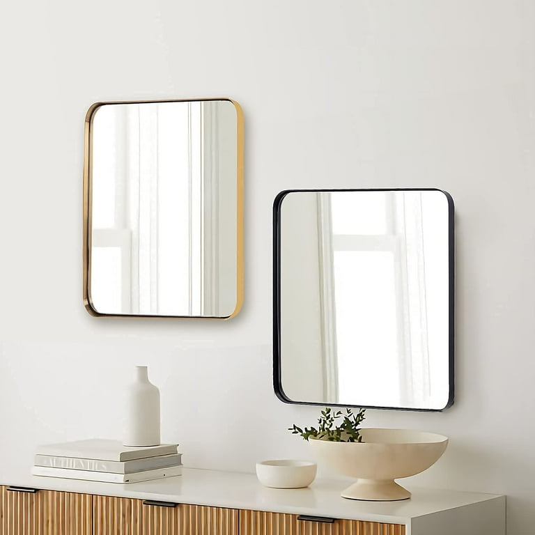 Andy Star Gold Wall 24x24 inch Square Mirror, Stainless Steel