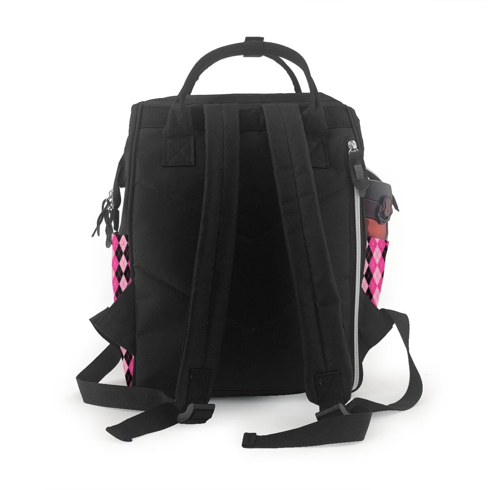 Fuzoiu pink and black argyle Print Diaper Bag Backpack,Baby