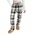 thumbnail image 2 of Cyglowse Women's Warm Plaid Pajama Pants Fluffy Fleece Winter Sleepwear With Pockets Flannel Soft Elastic Waist Cozy Home Pj Bottoms Dark Gray 3XL, 2 of 9