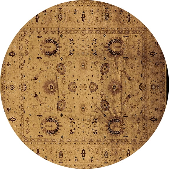Ahgly Company Indoor Round Oriental Brown Traditional Area Rugs, 8' Round
