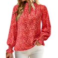 thumbnail image 3 of Blusa MASCOMODA de chifón floral con cuello en V y manga larga para mujer, 3 of 6