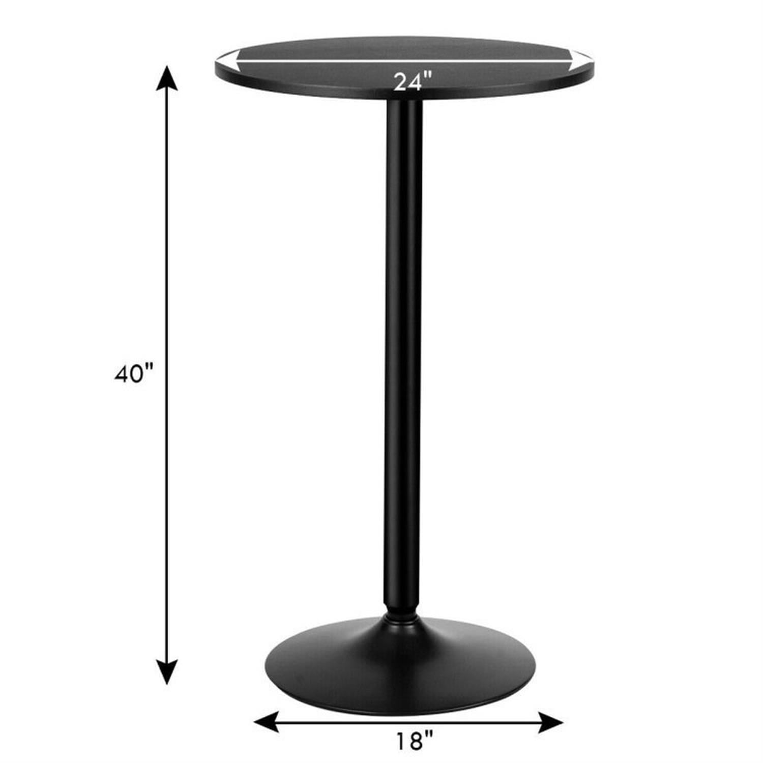 Demi Bonn 24" Modern Style Round Cocktail Table with Metal Base and MDF Top, for Kitchen, Dining Room, Dinette, Breakfast Nook, Black