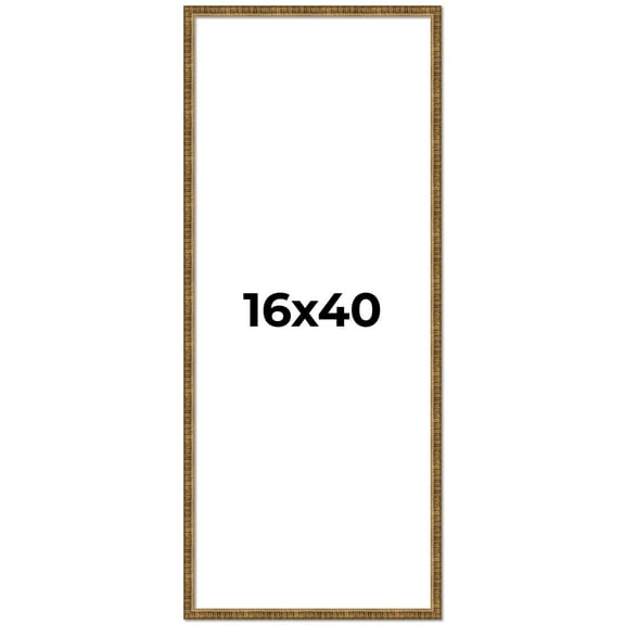 16x40 Frame Gold Picture Frame - Complete Modern Photo Frame Includes UV Acrylic Shatter Guard