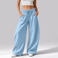 thumbnail image 5 of Barrel Sweatpants Women Wide Leg Baggy Lounge Casual Y2K Elastic Waisted Lounge Track Travel Pants with Pockets Sky Blue L, 5 of 5