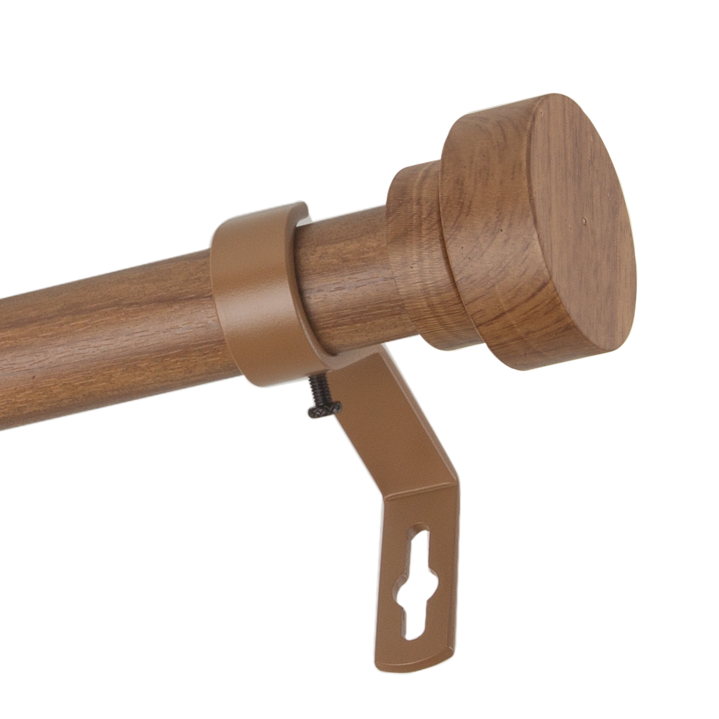 1" Dia Faux Wood Curtain Rod 120-170 inch with Cassiel Finials - Chestnut